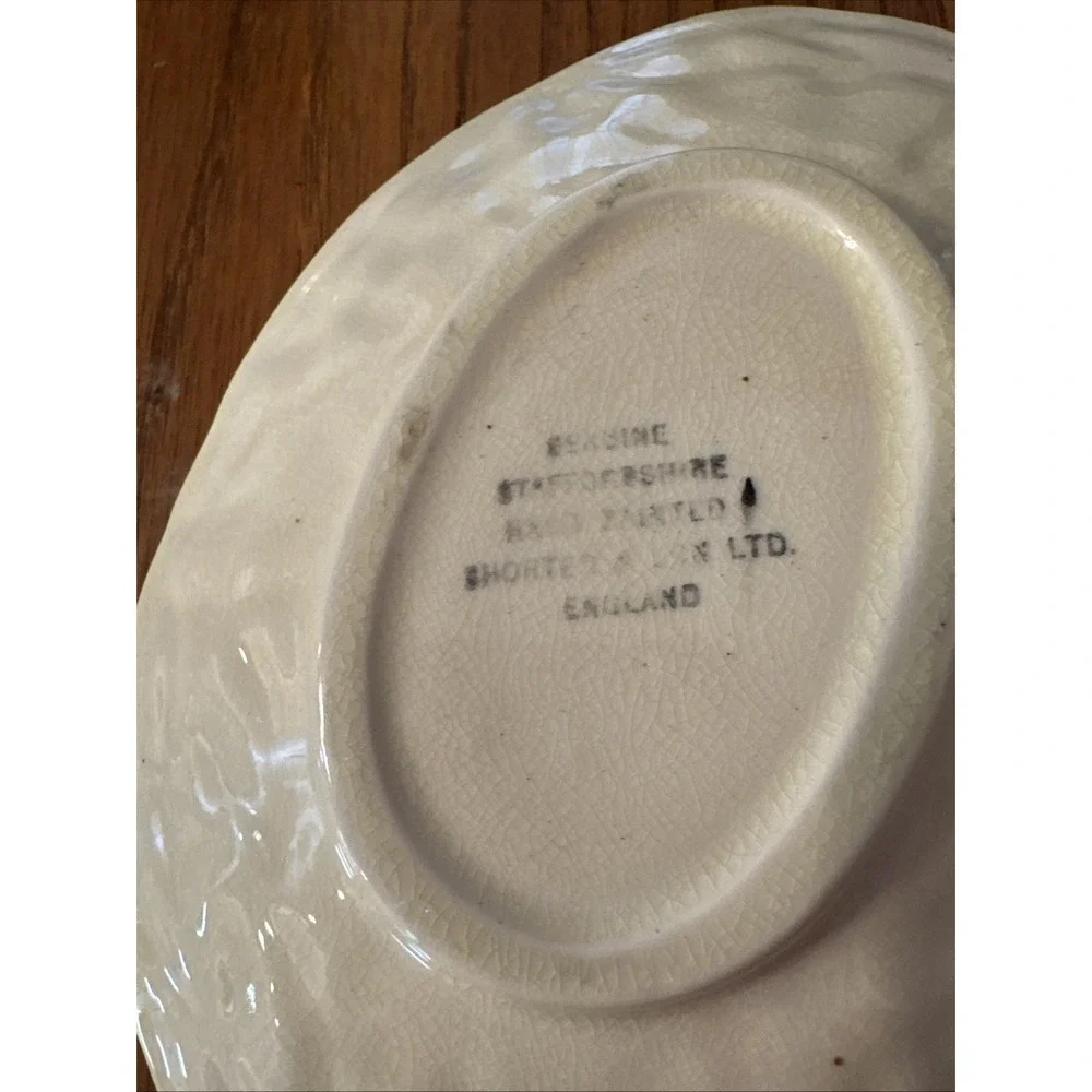 Shorter & Son Staffordshire‎ England Hand Painted Oblong Dish Cabbage Leaf